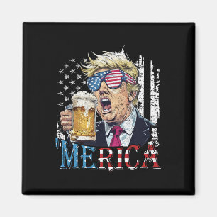 Merica Trump 4:e Juli Roligt Dricka Öl Män W Magnet