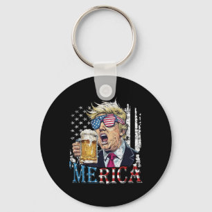 Merica Trump 4:e Juli Roligt Dricka Öl Män W Nyckelring