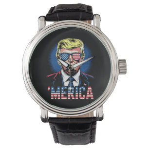 Merica Trump 4:e Juli USA Vintage Retro Armbandsur