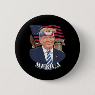 Merica Trump 4 juli amerikansk flagga Donald Trum Knapp