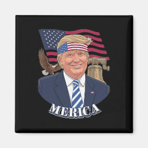 Merica Trump 4 juli amerikansk flagga Donald Trum Magnet