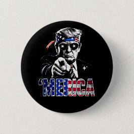 Merica Trump American Flagga USA Knapp