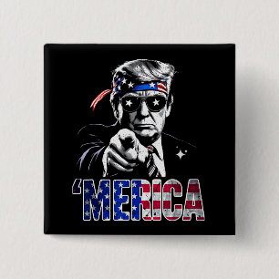 Merica Trump American Flagga USA Knapp