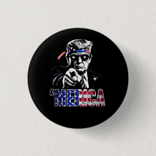 Merica Trump American Flagga USA Knapp
