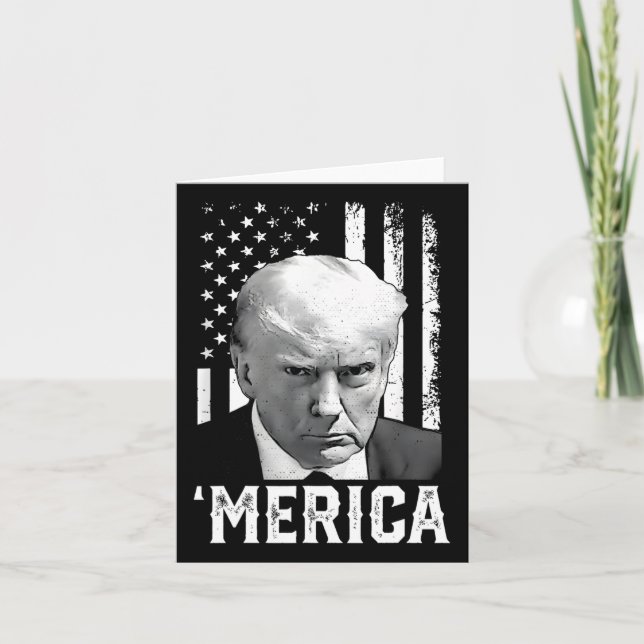 Merica Trump Glad 4:e Juli Trump Amerikansk Flagga Kort (Framsida)
