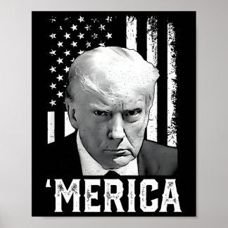 Merica Trump Glad 4:e Juli Trump Amerikansk Flagga Poster