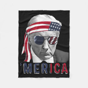 Merica Trump Lycklig 4:e juli Trump American Flagg Fleecefilt