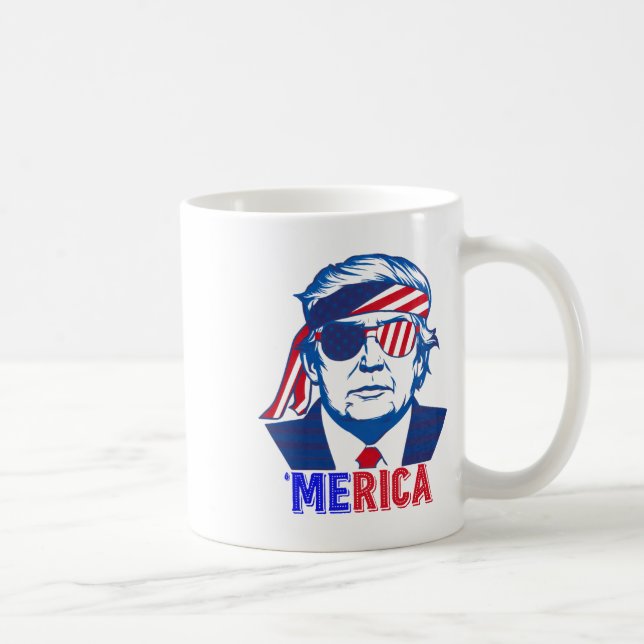 Merica Trump Lycklig 4:e juli Trump American Flagg Kaffemugg (Höger)