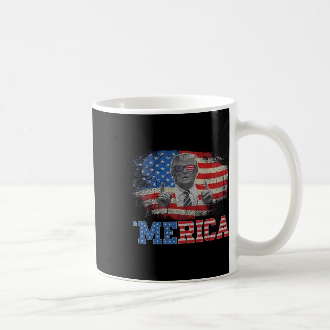 Merica Trump Lycklig 4:e juli Trump American Flagg Kaffemugg (Höger)