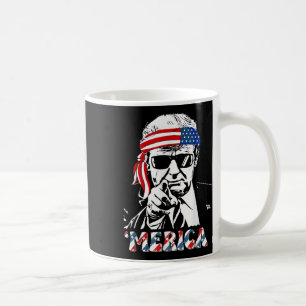 Merica Trump Lycklig 4:e juli Trump American Flagg Kaffemugg