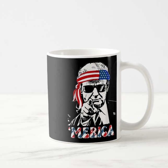 Merica Trump Lycklig 4:e juli Trump American Flagg Kaffemugg (Höger)