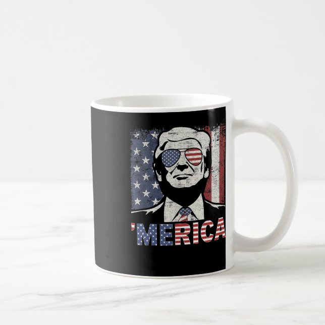 Merica Trump Lycklig 4:e juli Trump American Flagg Kaffemugg (Höger)