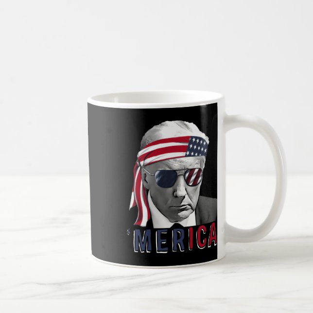 Merica Trump Lycklig 4:e juli Trump American Flagg Kaffemugg (Höger)