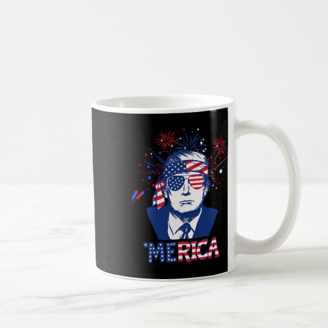 Merica Trump Lycklig 4:e juli Trump American Flagg Kaffemugg (Höger)