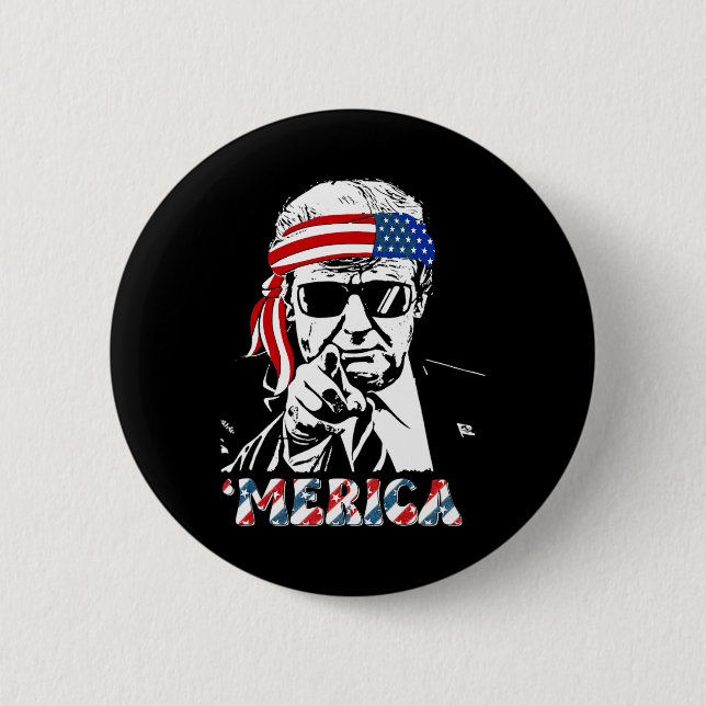 Merica Trump Lycklig 4:e juli Trump American Flagg Knapp (Framsida)