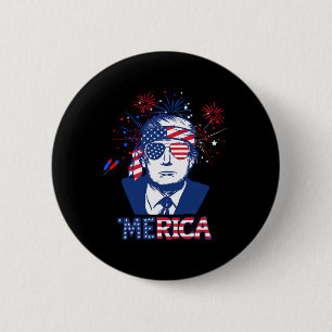 Merica Trump Lycklig 4:e juli Trump American Flagg Knapp