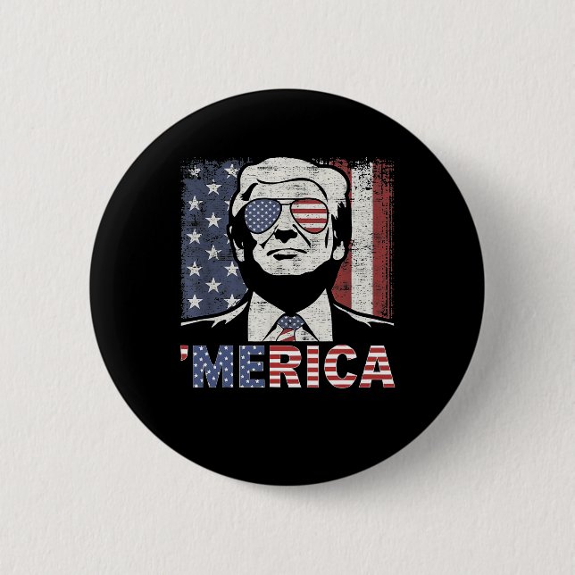 Merica Trump Lycklig 4:e juli Trump American Flagg Knapp (Framsida)