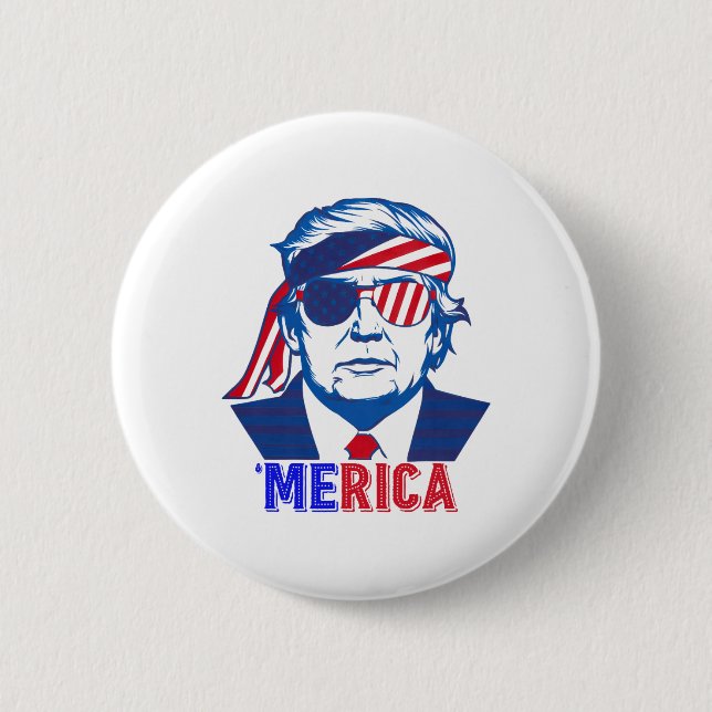 Merica Trump Lycklig 4:e juli Trump American Flagg Knapp (Framsida)