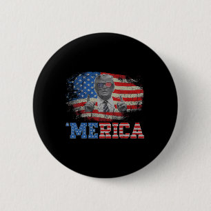 Merica Trump Lycklig 4:e juli Trump American Flagg Knapp