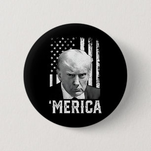 Merica Trump Lycklig 4:e juli Trump American Flagg Knapp