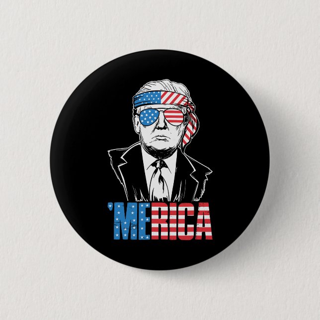 Merica Trump Lycklig 4:e juli Trump American Flagg Knapp (Framsida)