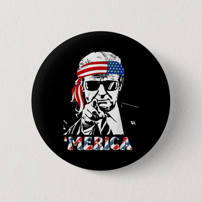 Merica Trump Lycklig 4:e juli Trump American Flagg Knapp (Framsida)