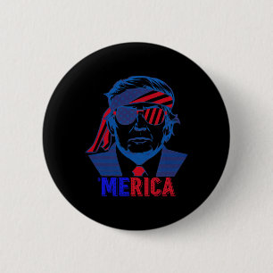 Merica Trump Lycklig 4:e juli Trump American Flagg Knapp
