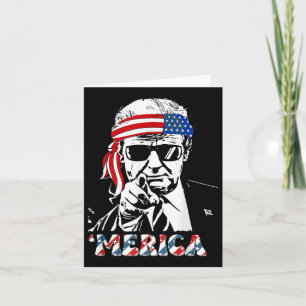 Merica Trump Lycklig 4:e juli Trump American Flagg Kort