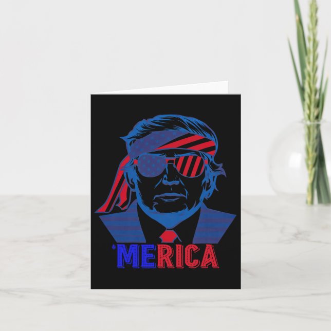 Merica Trump Lycklig 4:e juli Trump American Flagg Kort (Framsida)