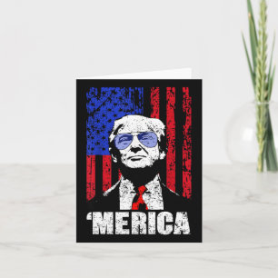 Merica Trump Lycklig 4:e juli Trump American Flagg Kort