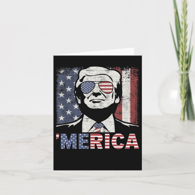 Merica Trump Lycklig 4:e juli Trump American Flagg Kort (Framsida)