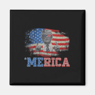 Merica Trump Lycklig 4:e juli Trump American Flagg Magnet