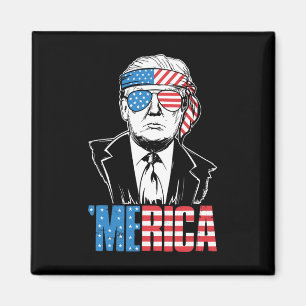 Merica Trump Lycklig 4:e juli Trump American Flagg Magnet