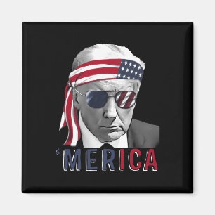 Merica Trump Lycklig 4:e juli Trump American Flagg Magnet