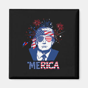 Merica Trump Lycklig 4:e juli Trump American Flagg Magnet