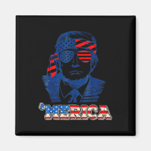 Merica Trump Lycklig 4:e juli Trump American Flagg Magnet