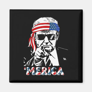 Merica Trump Lycklig 4:e juli Trump American Flagg Magnet
