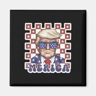 Merica Trump Lycklig 4:e juli Trump American Flagg Magnet