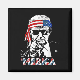 Merica Trump Lycklig 4:e juli Trump American Flagg Magnet