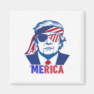 Merica Trump Lycklig 4:e juli Trump American Flagg Magnet