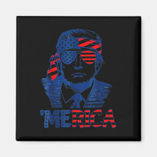 Merica Trump Lycklig 4:e juli Trump American Flagg Magnet