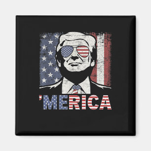 Merica Trump Lycklig 4:e juli Trump American Flagg Magnet