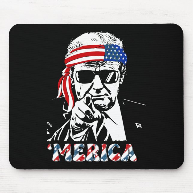 Merica Trump Lycklig 4:e juli Trump American Flagg Musmatta (Framsidan)