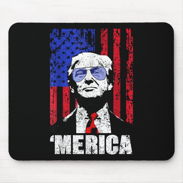 Merica Trump Lycklig 4:e juli Trump American Flagg Musmatta (Framsidan)