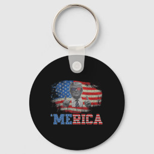 Merica Trump Lycklig 4:e juli Trump American Flagg Nyckelring