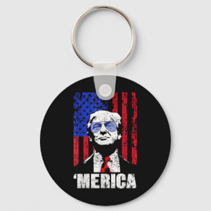 Merica Trump Lycklig 4:e juli Trump American Flagg Nyckelring