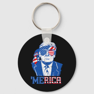Merica Trump Lycklig 4:e juli Trump American Flagg Nyckelring