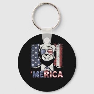 Merica Trump Lycklig 4:e juli Trump American Flagg Nyckelring