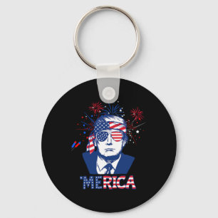 Merica Trump Lycklig 4:e juli Trump American Flagg Nyckelring