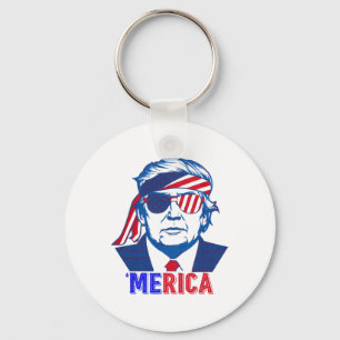 Merica Trump Lycklig 4:e juli Trump American Flagg Nyckelring